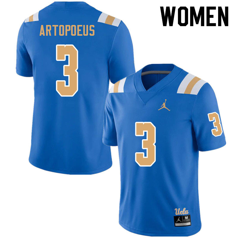 Jordan Brand Women #3 Chase Artopoeus UCLA Bruins College Football Jerseys Sale-Blue